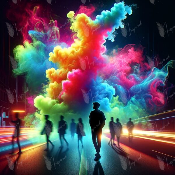 Vibrant Neon Vape Clouds – AI Artwork for Modern Lifestyles
