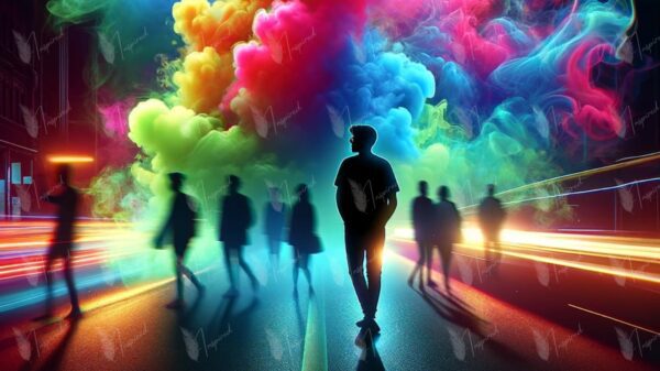 Vibrant Neon Vape Clouds - AI Artwork for Modern Lifestyles - Image 2