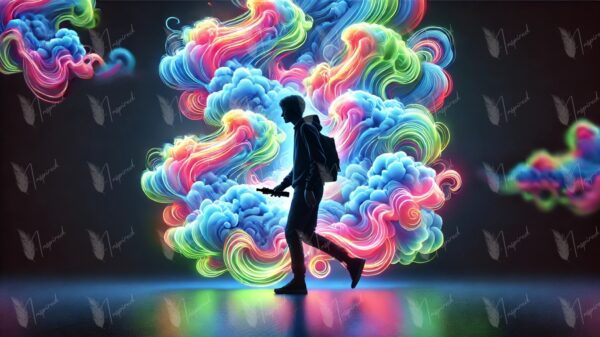 Neon Vape Cloud AI Art - Urban Energy & Style